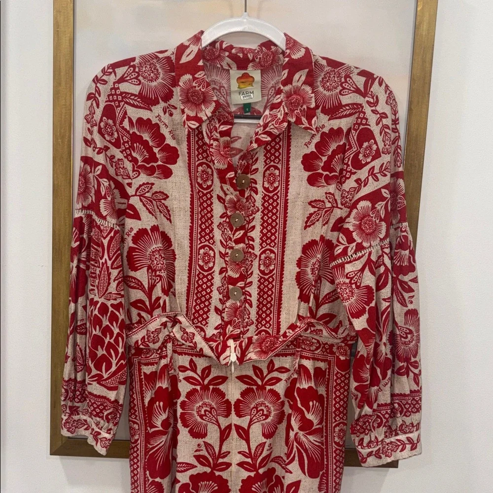 Farm Rio red jumpsuit Small - Picture 2 of 7